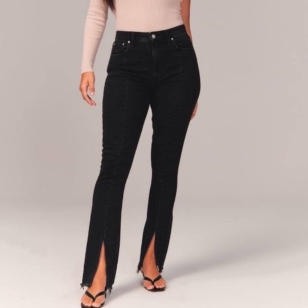 Abercrombie & Fitch The Skinny High Rise Black Front Slit